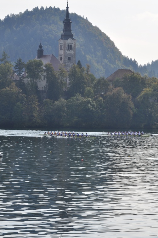 Racing in front of Bled Island